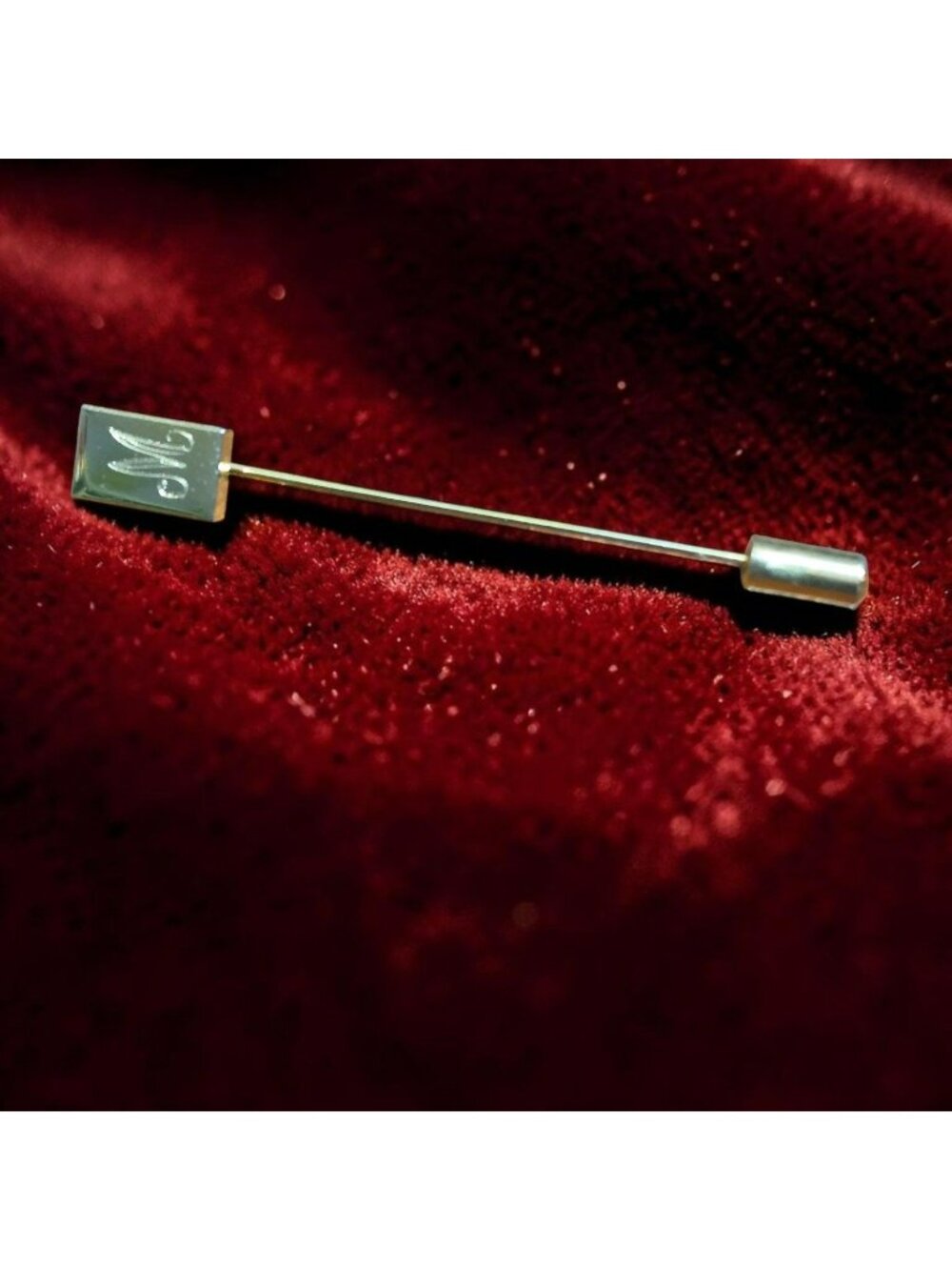 Gold-Tone Monogrammed "M" Lapel Stick Pin With Cap For Men Or Women